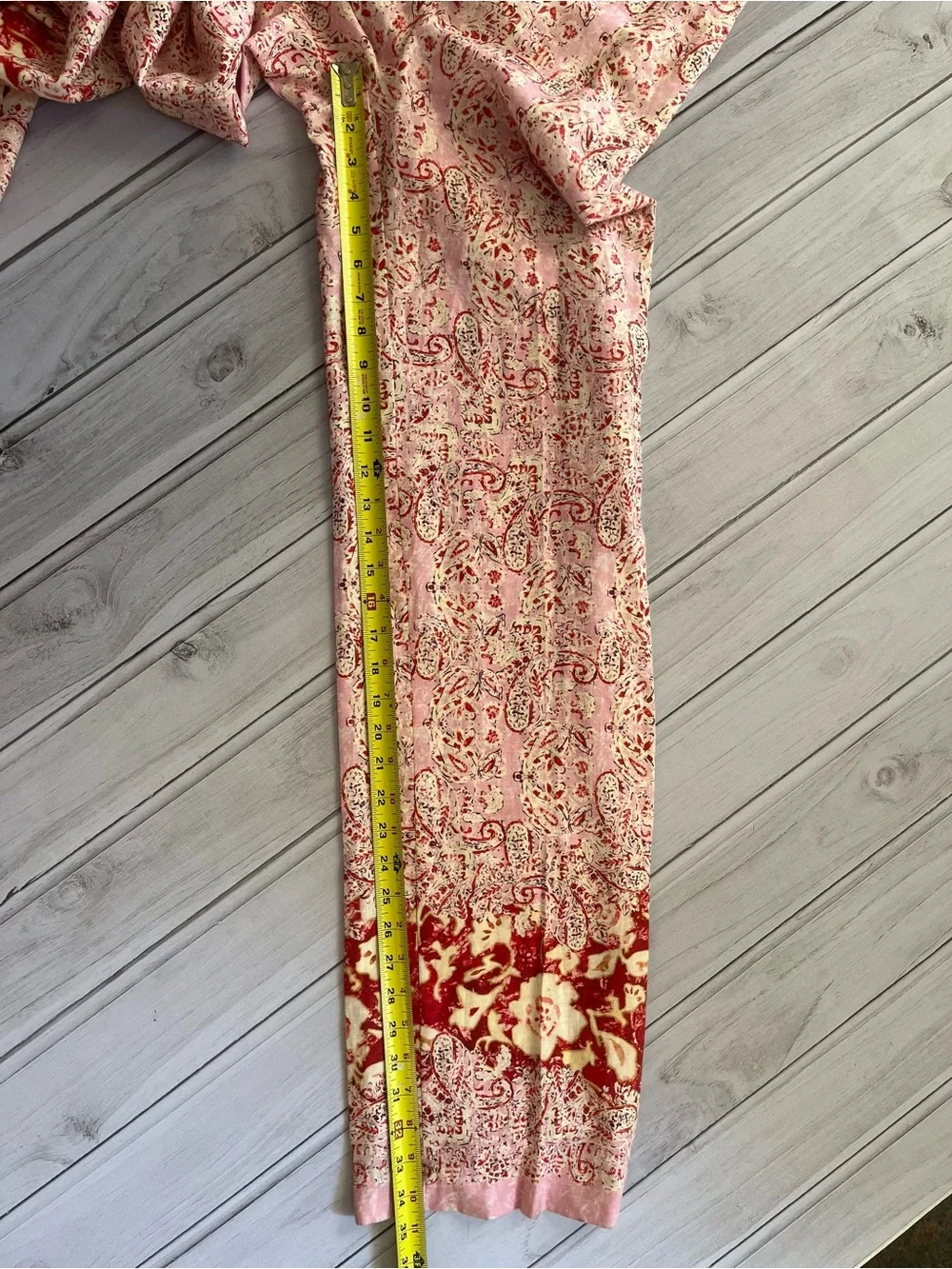 New Zara linen blend pink paisley print pull on flowy trouser pant. Size XS.